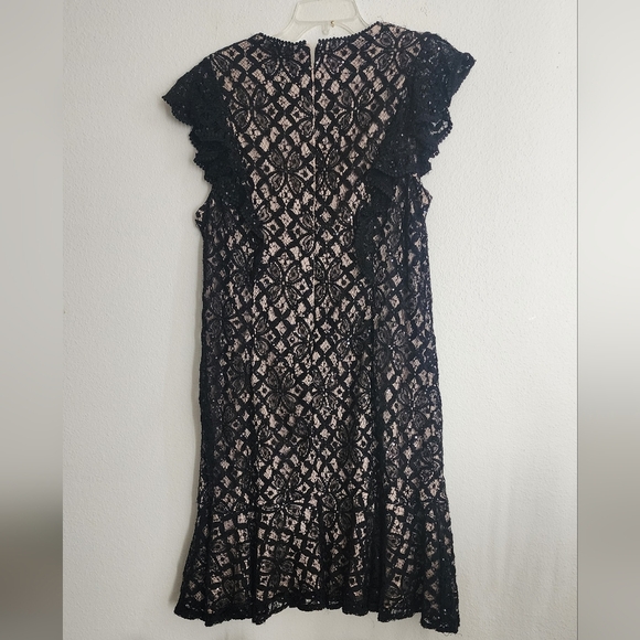 Maia Black Lace Sequin Angel Wing Zip Back Women's Dress Sz 10 (NWT) - Picture 6 of 12